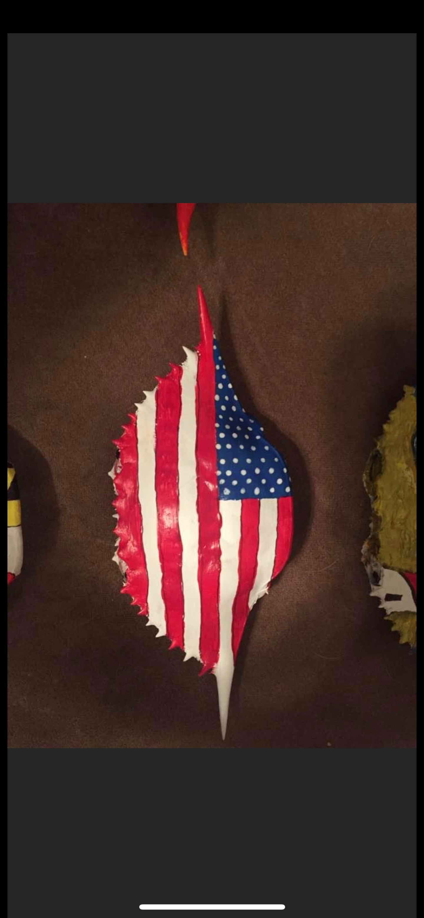 Hand Painted American Flag Crab Shell Ornaments